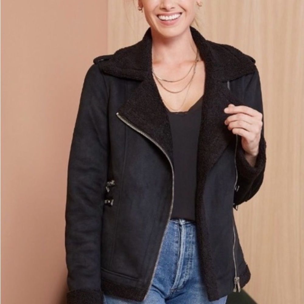 Evereve Peyton Jensen Bancroft Sherpa Moto Jacket